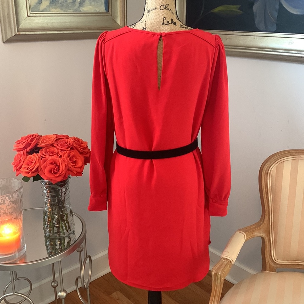 J CREW Red long sleeve contemporary fall dress $148 S M 6 8 career preppy - Picture 3 of 11